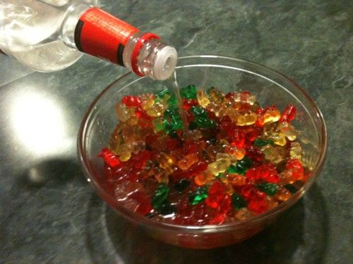 Vodka gummy bears; a great party snack.