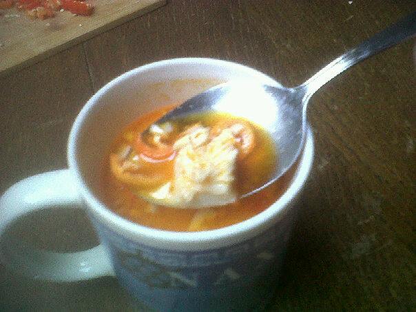 A close up look at the tripe soup.