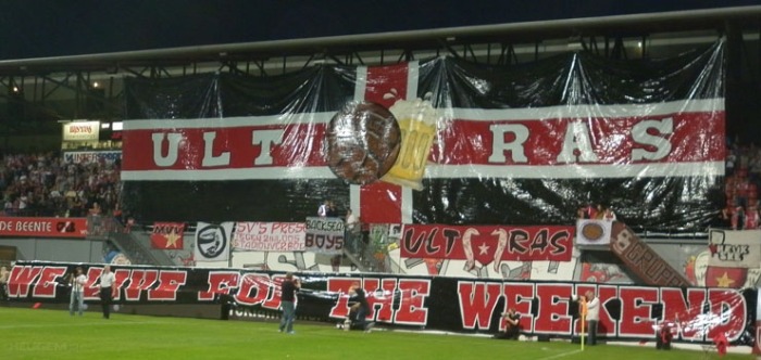 Beautiful beer-tifo by MVV Maastricht from Holland.