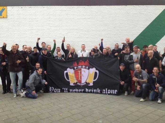 Another banner by Feyenoord Rotterdam. P.M.D.S. stands for Pre Match Drinking Session.