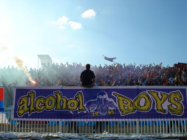 The fanatic fans of the Serbian club Rudar named themselves the Alcohol Boys.