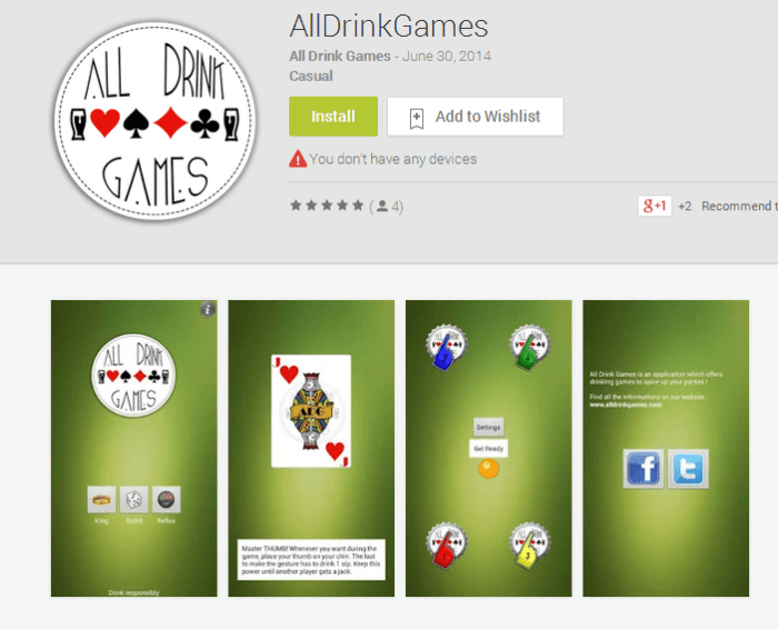 The first app by All Drink Games offers 3 drinking games to play.