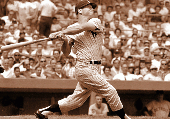 Mickey Mantle could hit a ball both right- and left-handed as well as he could hit the bars.