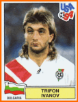 Trifon Ivanov posing for the sticker album of the '94 World Cup.