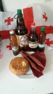 Some souvenirs back in Holland, including 4 liters of chacha and cognac.