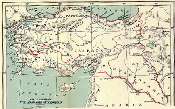 The route of Xenophon's expedition.