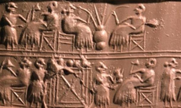 An old Mesopotamian clay tablet shows people drinking beer through straws.